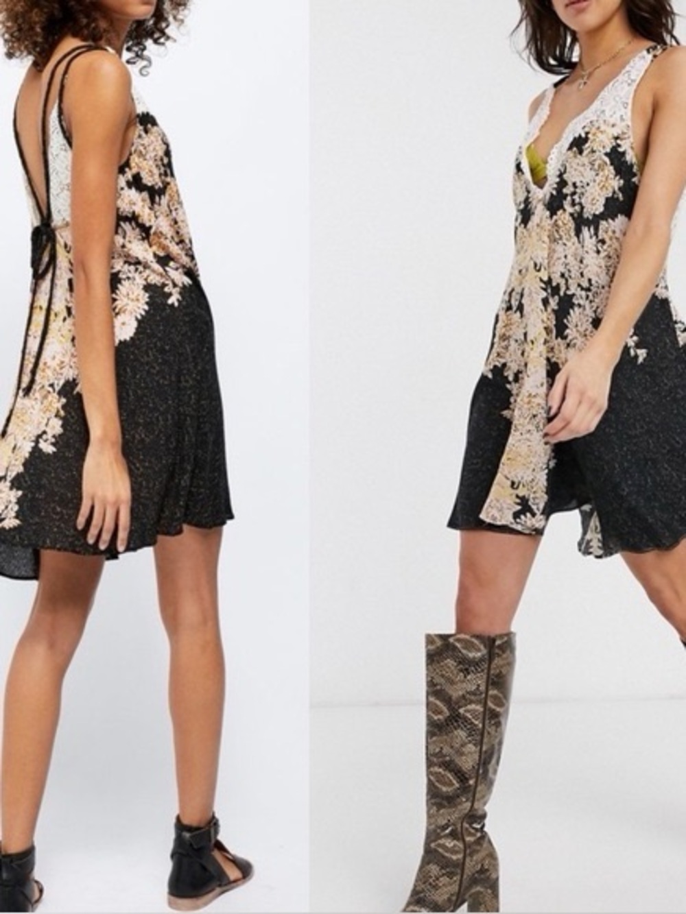 Free People Intimately Morning Sun Slip Dress Lace Floral Mini Boho A-Line Sz S‎